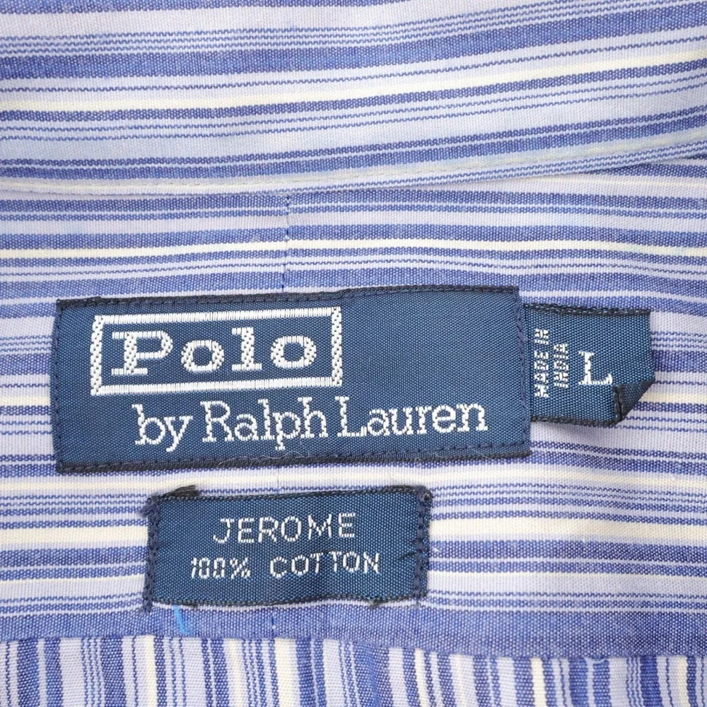 Polo Ralph Lauren Button Down‎ Shirt Blue Striped Jerome Cotton Mens L